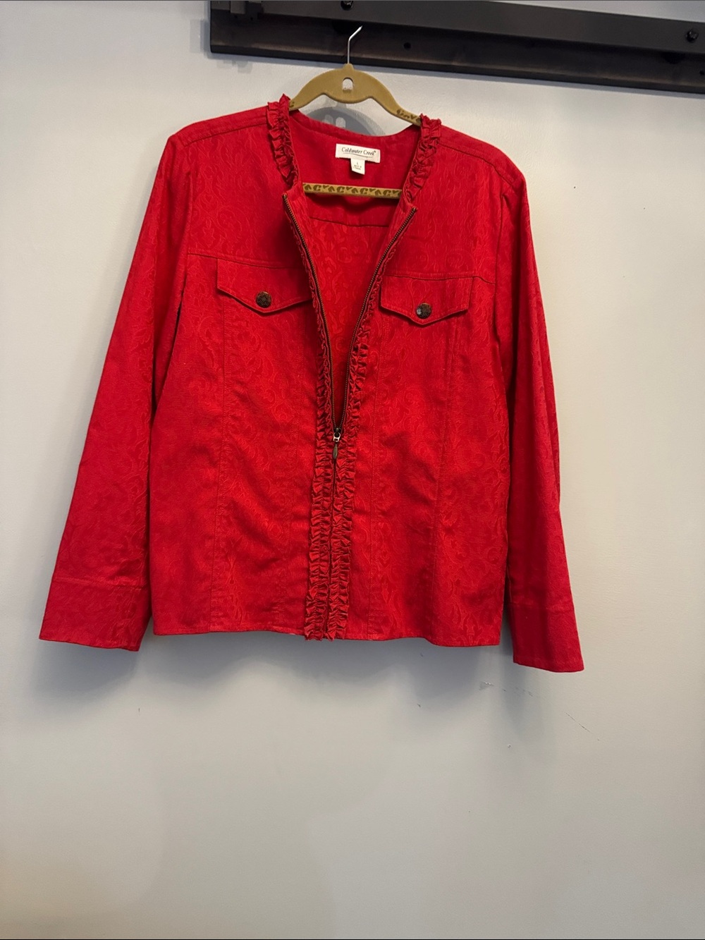Coldwater Creek Red Ruffle-Trim Jacket - Picture 3 of 7